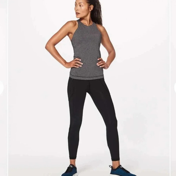 Lululemon In Training Tank Top High Neck Back Cutout Heathered Grey 4 - Picture 15 of 15